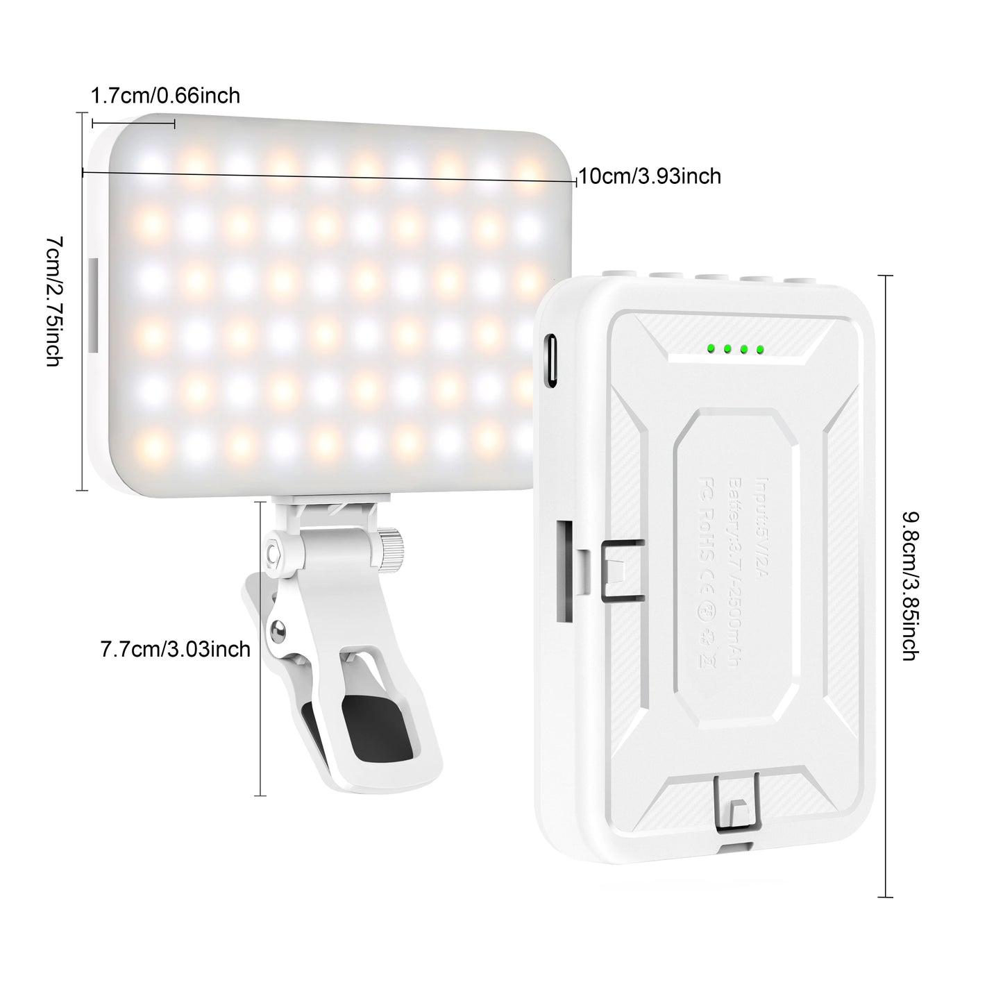 LED Selfie Light,60 LED Beads 2500mAh Rechargeable CRI 97+, 7 Light Modes,Portable Clip on Light for Phone Tablet Laptop TikTok