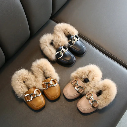 Kids Winter Slippers - Luxury Fur Lined Non-Slip Indoor Boots for Boys & Girls