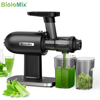 BioloMix Cold Press Juicer,Slow Masticating Juicer Machines with Reverse Function,High Juice Yield, Easy to Clean Brush & Quiet