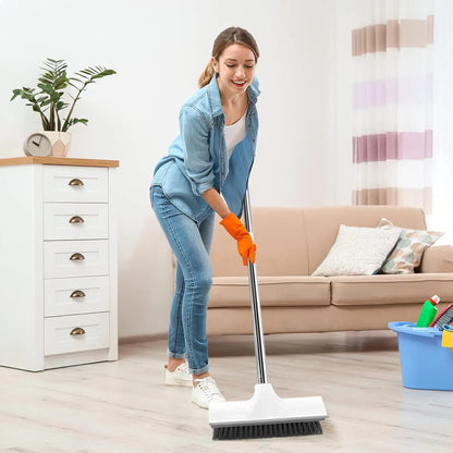 Long Handle Scrub Brush 2 In 1 Floor Scrubber And Squeegee For Cleaning