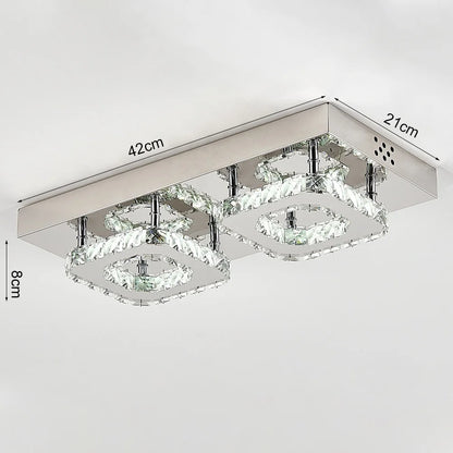 KOMORE Modern Small Crystal LED Ceiling Light, Square / Round for Office, Living Room, Bedroom, Kitchen, Hallway