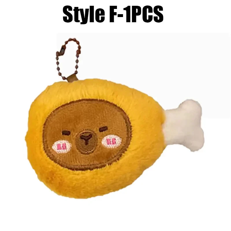 Cartoon Capybara Pendant Decoration Soft Plush Bread Key Chain Plush Stuffed Croissant Food Plush Keychain Hanging Accessory