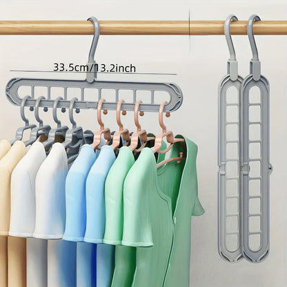 3-Pack Space Saving Foldable Hangers - Heavy Duty 9-Hole Plastic Clothes Organizer for Closet & Wardrobe