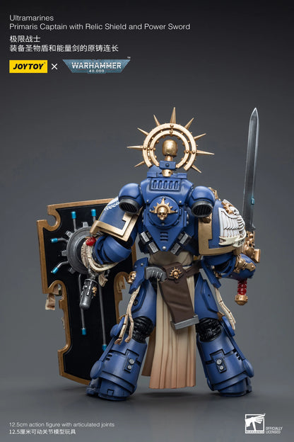 JOYTOY 1/18 Actionfigur 40K Primaris Captain mit Reliktschild und Energieschwert, Anime-Militärmodell
