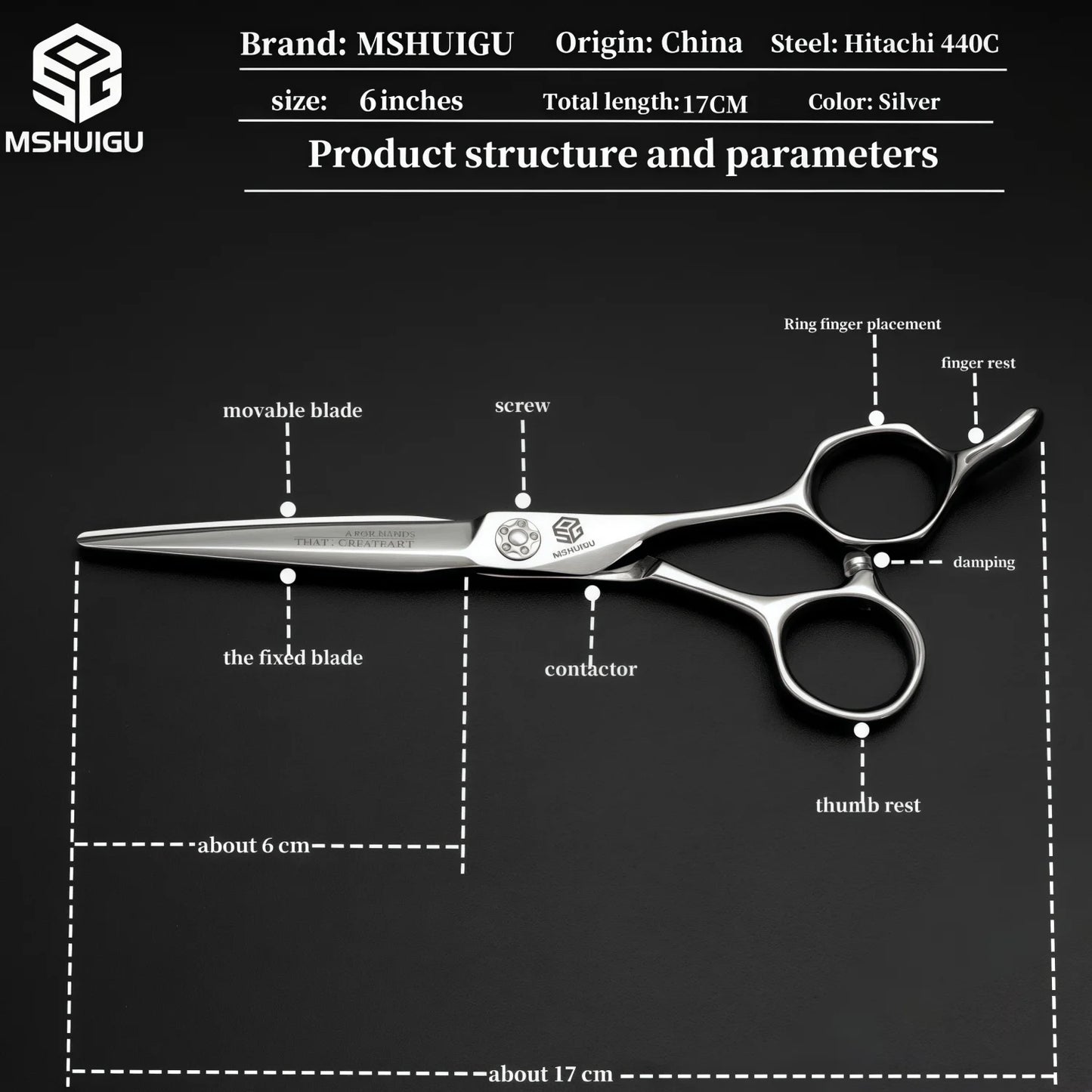 MSHUIGU professional barber Small size scissors 440C 5-5.5-6inch Multifunctional thinning shears Salon Tool Accessories