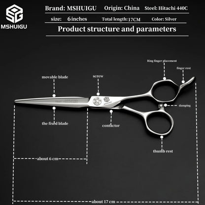 MSHUIGU professional barber Small size scissors 440C 5-5.5-6inch Multifunctional thinning shears Salon Tool Accessories