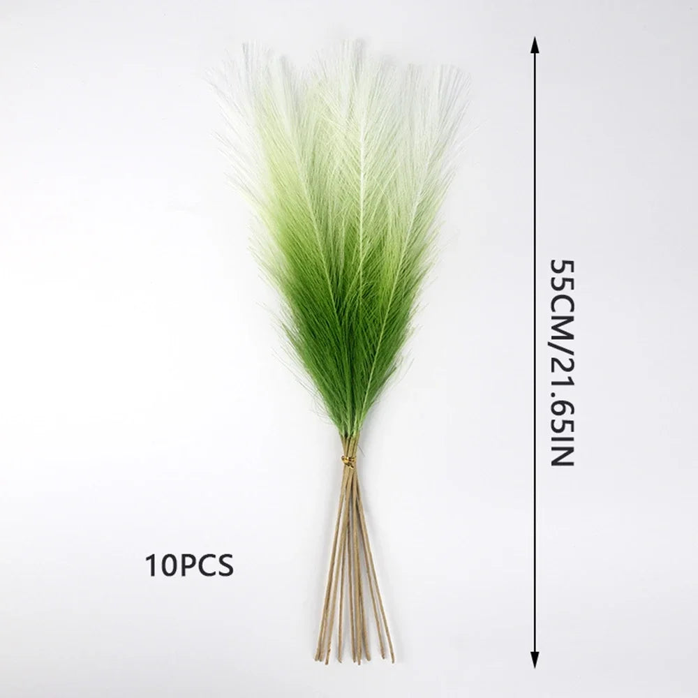 10pcs Artificial Pampas Grass Decor Flowers Fake Plant Reed forDIY Floral Table Arrange Flower Wedding Home Christmas Decoration