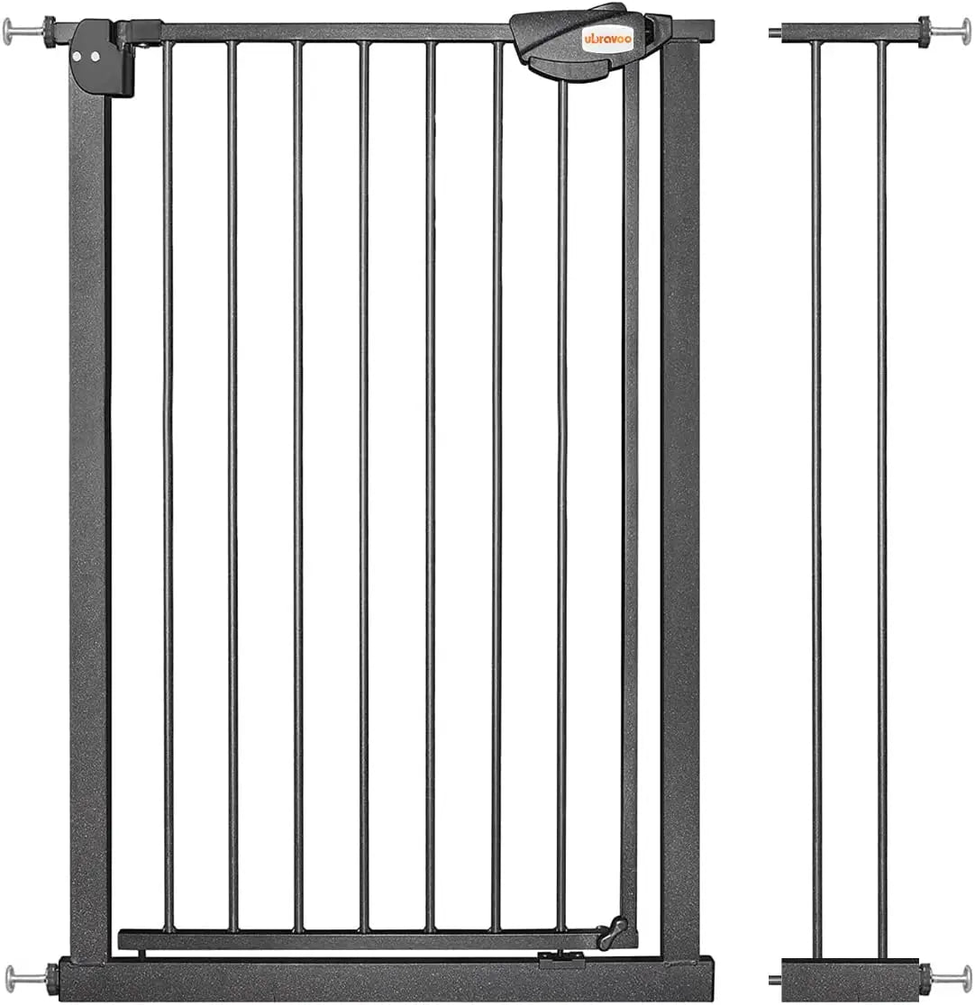 UBRAVOO Baby Gate for Doors and Stairs, Height 100 cm, Safety Pet Gate,  Automatic Closure, Triple Locking