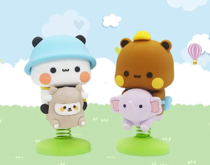 Cute Bubu Dudu Panda Bear Figure Kawaii Cartoon Panda Model Creative Exciting Spring Animal Car Ornaments
