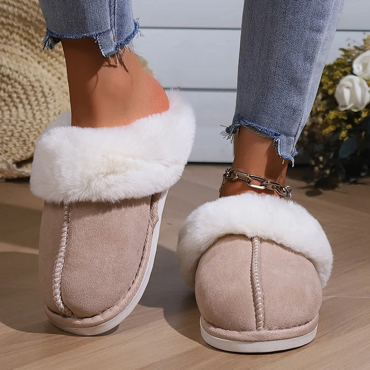 Furry Home Slippers Women 2024 Winter Designer Shoes Ladies Flats Casual Warm Plush House Fur Slides Couple Footwear Large Size
