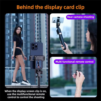 Wireless Selfie Stick Tripod Stand with Remote and Small Screen Casting Selfie Monitor for Smartphone Selfie Live Streaming