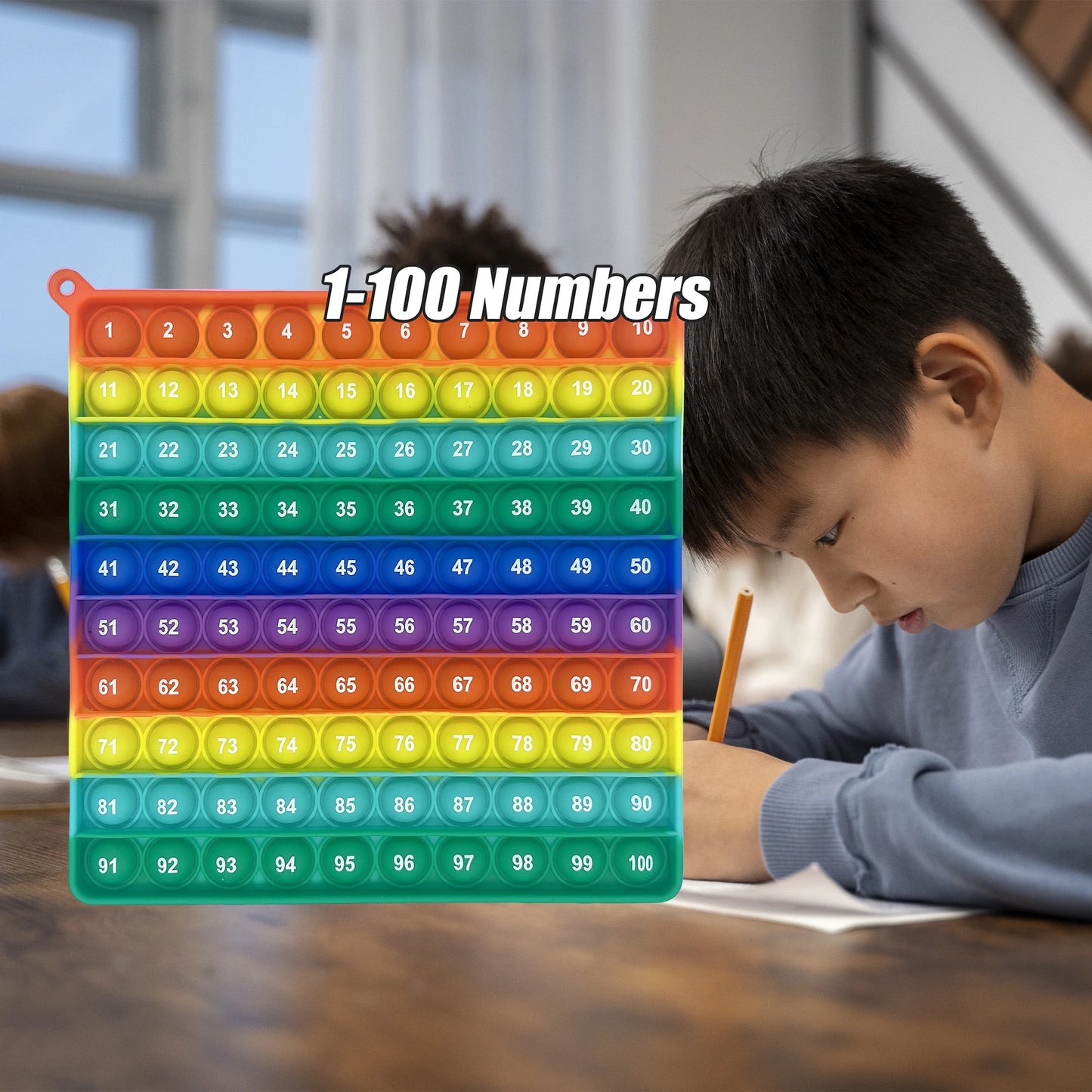 Interactive Math Learning Toy ，Silicone Number Counting Board 1-100, Sensory Fidget Game for Kids，Educational Classroom