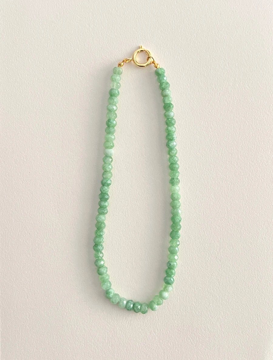 Colored Semi-precious Stone Fashion Necklace 5*8 Cut Natural Stone Beaded Necklace For women, Luxury Handmade  Jewelry