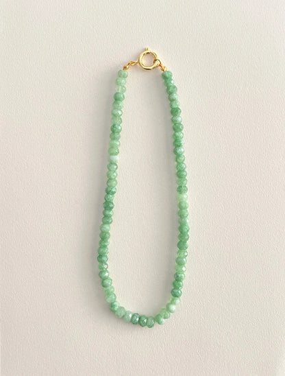 Colored Semi-precious Stone Fashion Necklace 5*8 Cut Natural Stone Beaded Necklace For women, Luxury Handmade  Jewelry