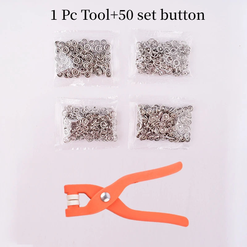 50sets Plier Tool Set Snap Button Kit Pliers Metal Press Studs Tool DIY Clothing Sewing Button Installation Tool Sewing Accessry
