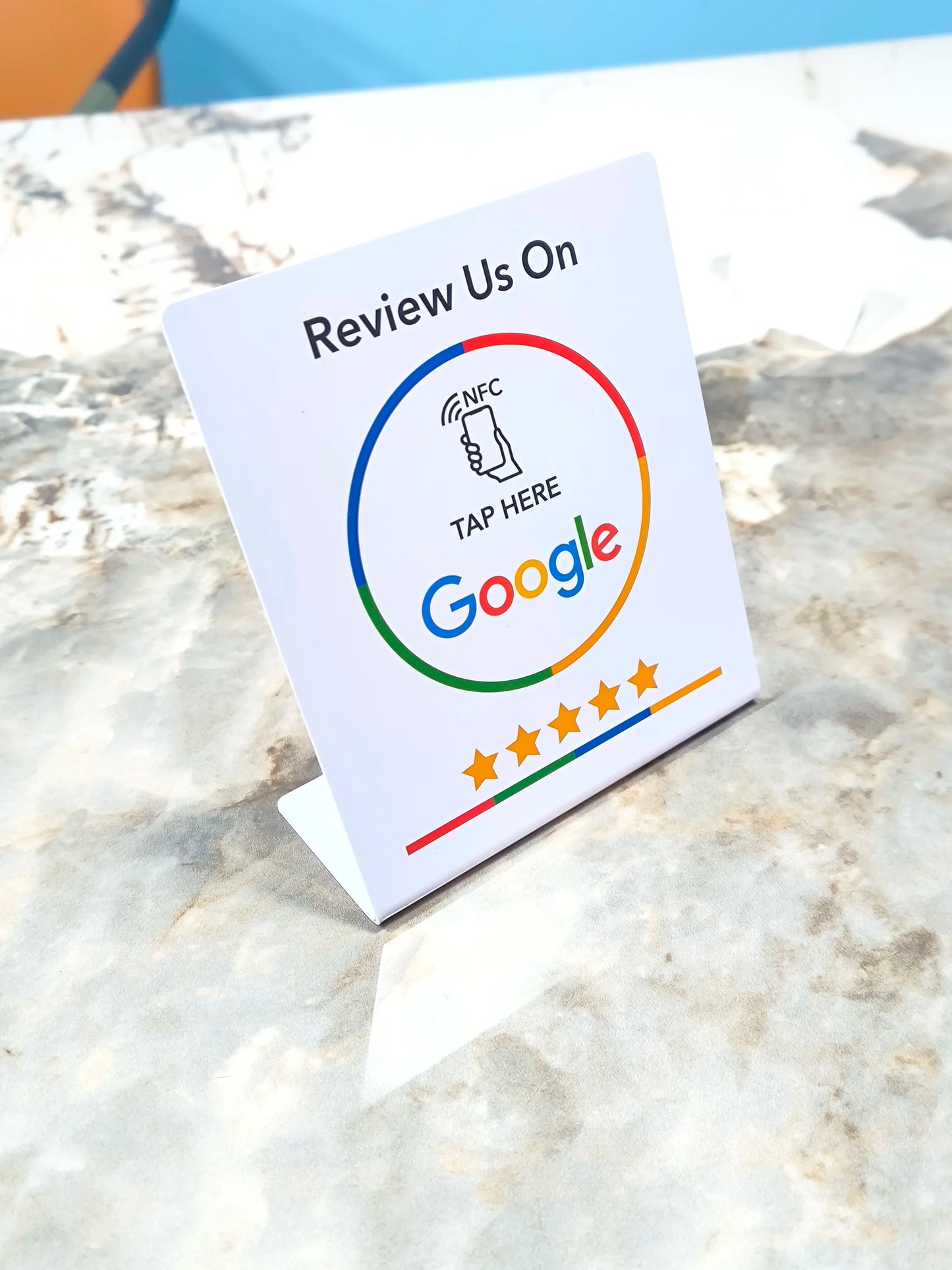 13.56Mhz programmable Google Review Card NFC station table NFC Google Reviews display bending card standing brand bracket