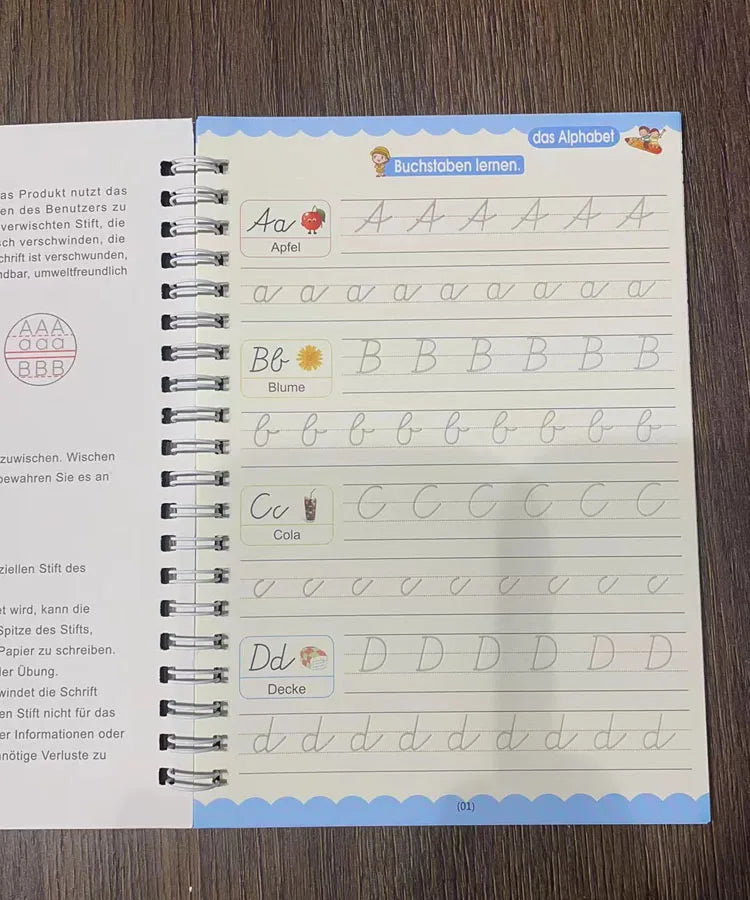 Magic Writing Book in Portuguese Calligraphy Notebook Montessori Kids Reusable Educational Calligraphic Letter Practice Toy