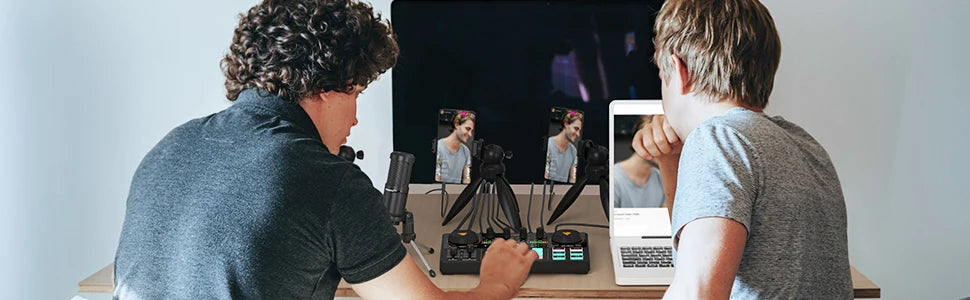 Maono AM200-S1 Sound Card Microphone Set MaonoCaster Audio Interface with Condenser Mic for Live Streaming,Recording,PC\Phone