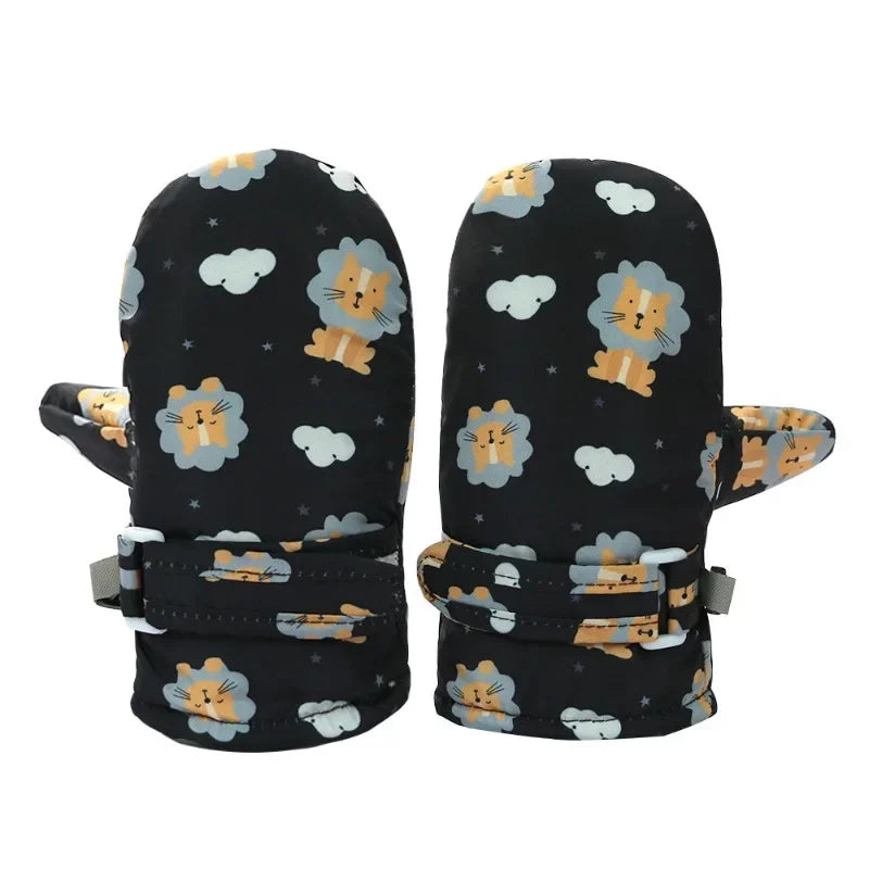 Kids Winter Ski Gloves - Waterproof Cartoon Mittens for Boys & Girls Age 4-6