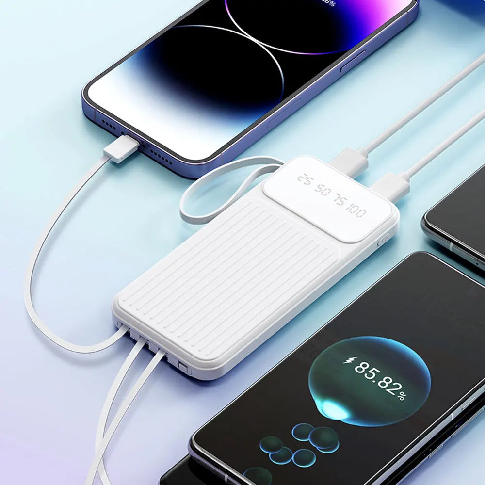 10000Mah Power Bank Pack 4 Cables Fast Charger External Battery For Mobile Phone