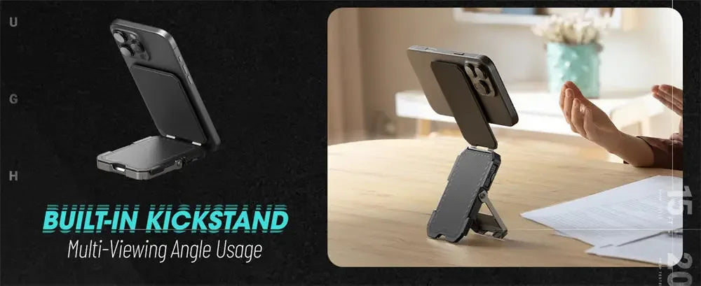 SUPCASE Magnetic Tripod Phone Stand Credit Card Holder for iPhone 16/15/14/13/12 Adjustable Phone Stand Compatible with MagSafe