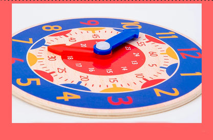 Kids Montessori Wooden Clock Toys Time Learning Teaching Aids Educational Toys For Children Primary School Clever Board Toy