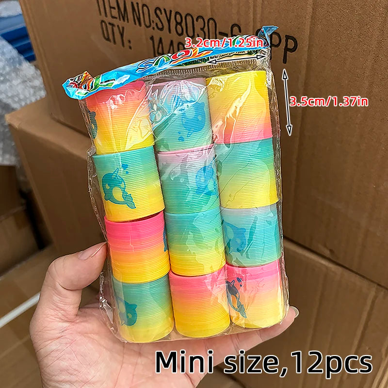 12/24 Rainbow Magic Springs Circle Toys Kids Birthday Party Favors Guests Giveaway Small Gifts Pinata Fillers Flexible Funny Toy