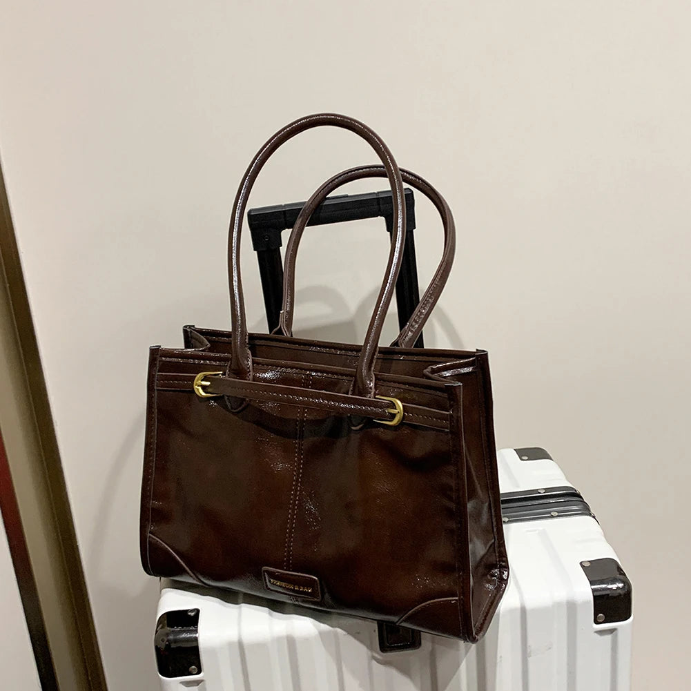 Luxury Handbag Designer Tote Bag for Women PU Leather Shoulder Bag Trendy Red Tote Bags Clutch Handbag for Work Commuter Bag