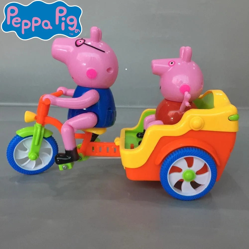 Kawaii Peppa Pig Toy Pig Daddy Electric Three-wheeled Cute  Light Cartoon Animal Tricycle Toy Music Lights Baby Kids Toy