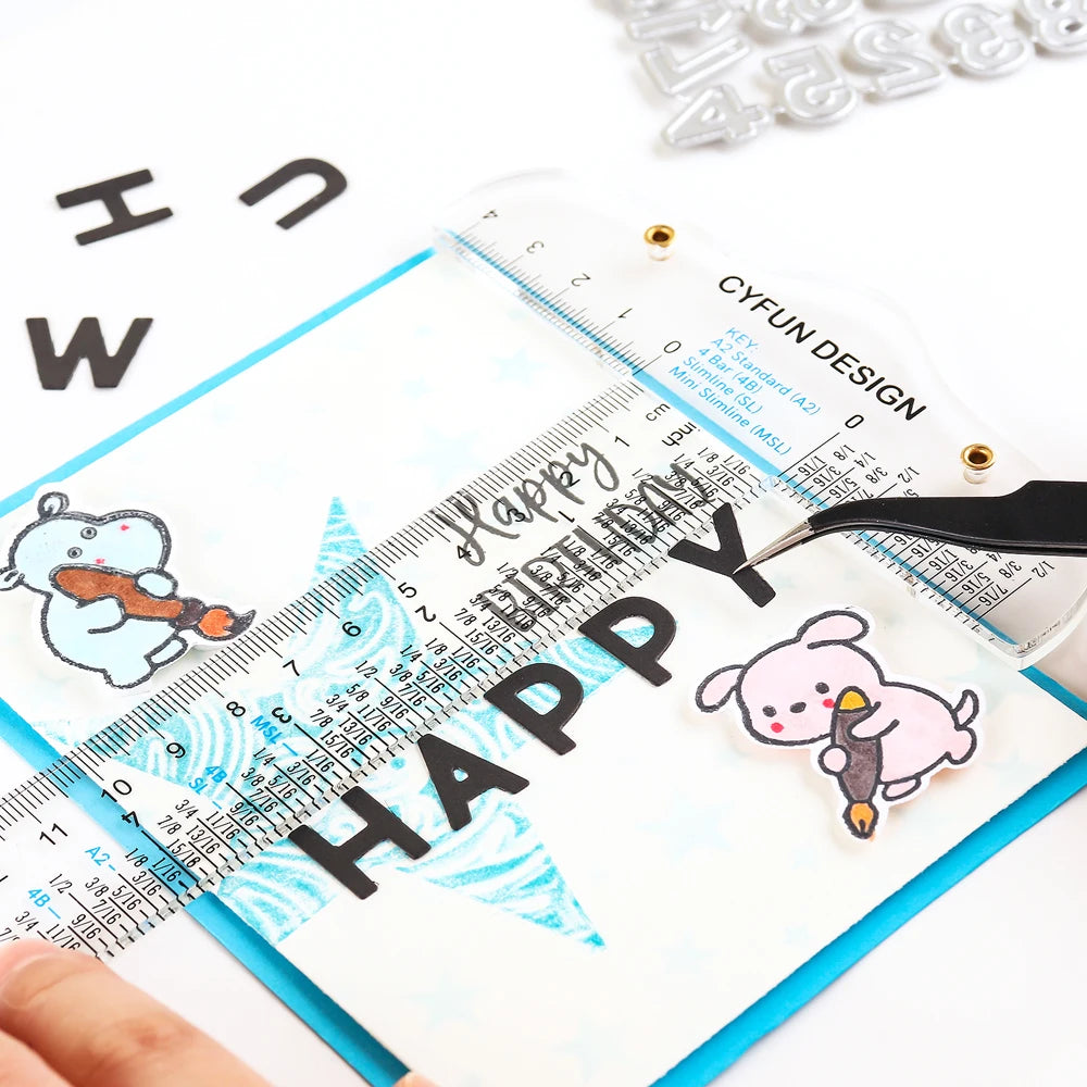 1pc 6" Acrylic T-Square Ruler Cm/inch Double Side Scale Measuring Tool for Easy Reference Positioning Cardmaking Crafting Tools