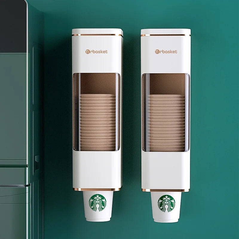 Disposable Cup Holder Cup Extractor Wall Mounted Non Perforated Dust-Proof Moisture-Proof Storage Rack