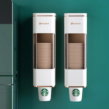 Disposable Cup Holder Cup Extractor Wall Mounted Non Perforated Dust-Proof Moisture-Proof Storage Rack