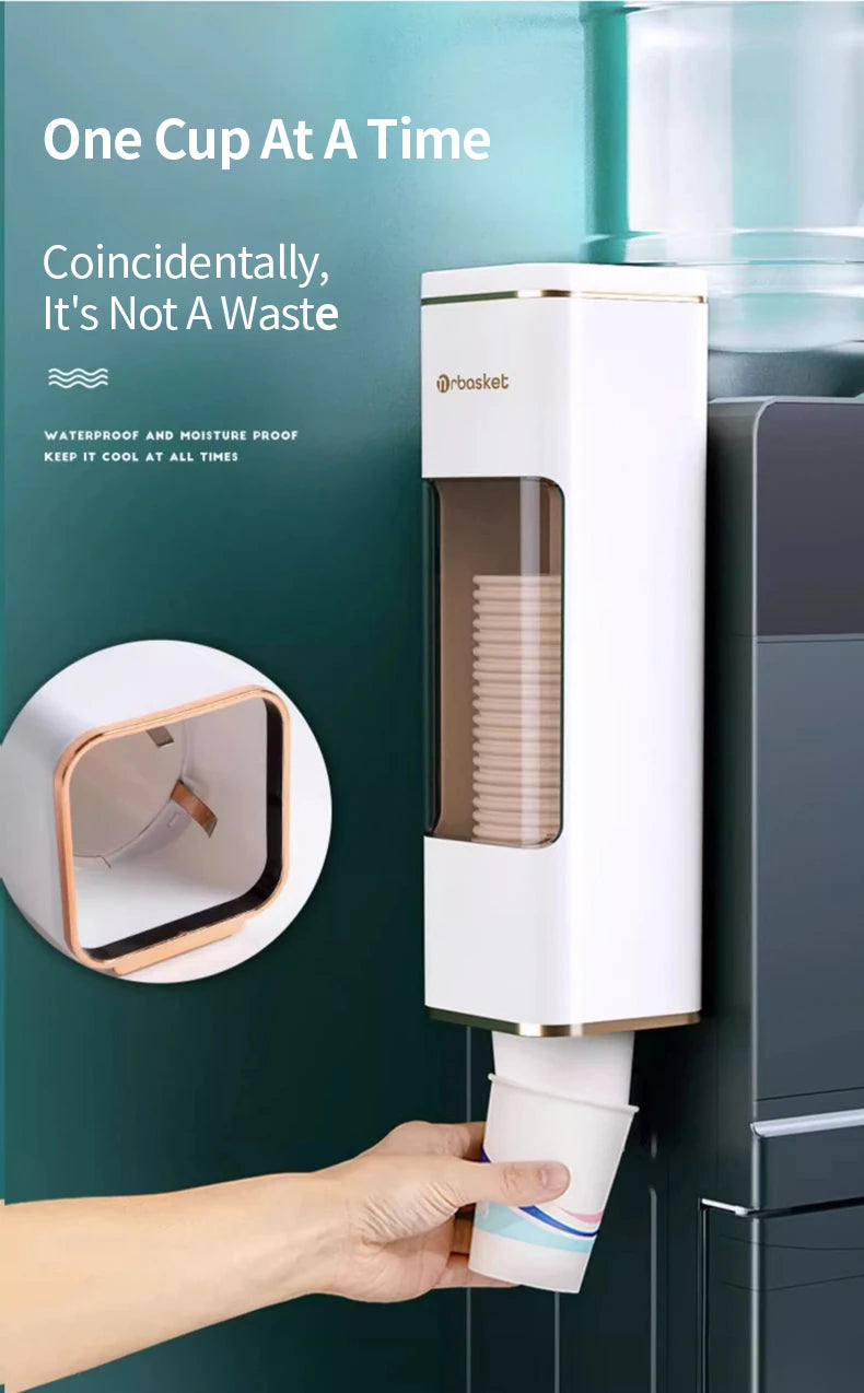 Disposable Cup Holder Cup Extractor Wall Mounted Non Perforated Dust-Proof Moisture-Proof Storage Rack