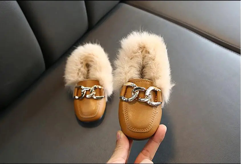 Kids Winter Slippers - Luxury Fur Lined Non-Slip Indoor Boots for Boys & Girls