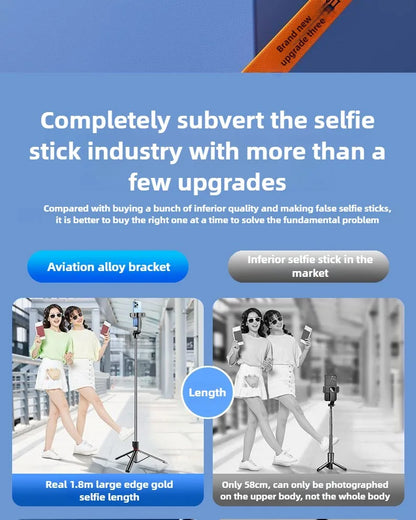 1.8M Long Extended Bluetooth Wireless Selfie Stick Live Broacast Stand Holder Tripod Foldable With Fill Light For Smartphones
