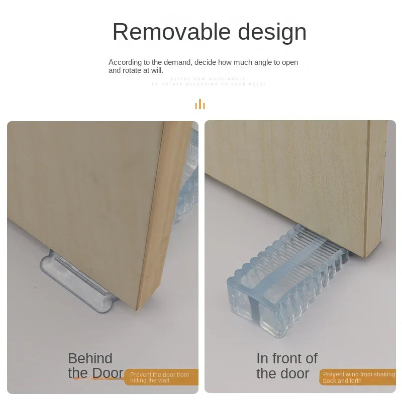 Safety Silicone Door Stop Block Wedge  Stop Door Stopper Home Offices Door Rear Retainer Impact Stopper Rubber Stops No Drill