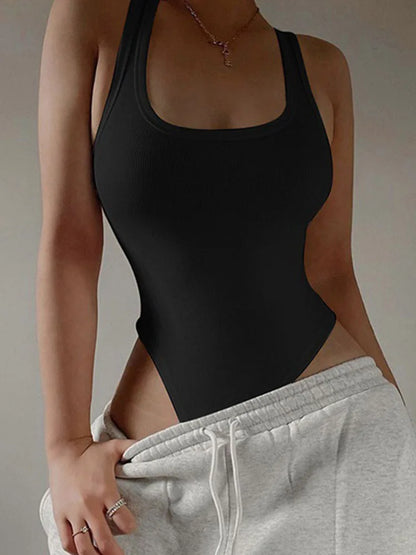 Sleeveless Knit Bodysuit - Sexy Off Shoulder Halter Top for Women