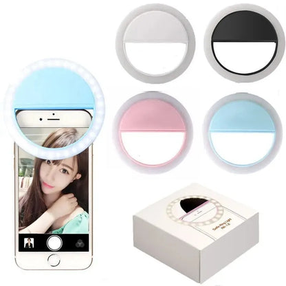 USB Rechargeable LED Selfie Ring Light with Phone Clip Photo Lamps Video Light Photography Ringlight for iPhone Samsung Xiaomi