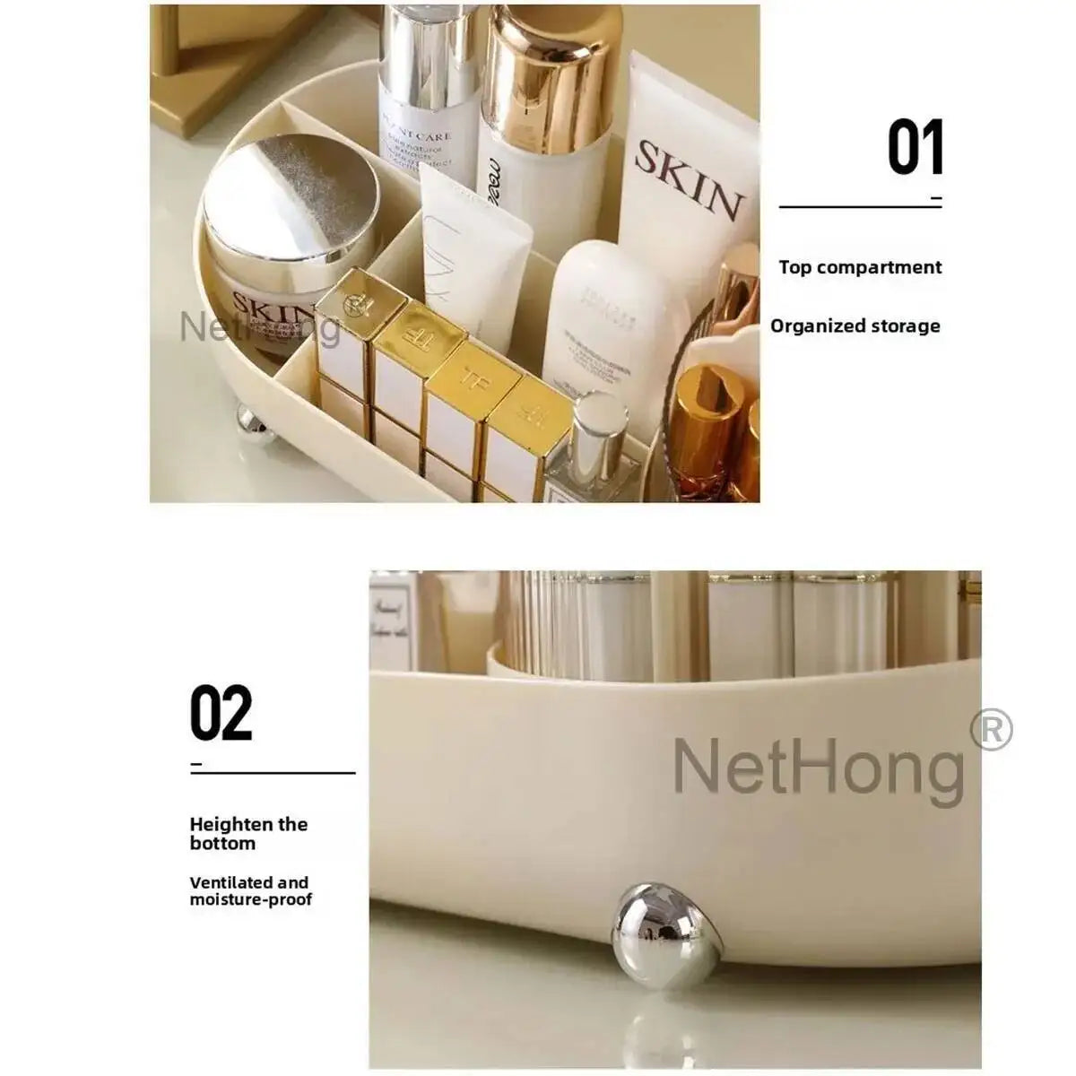 360° Rotating Pen Holder Desk Tidy Organizer Pencil Pot Makeup Brush Storage Box