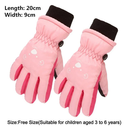 Winter Children Boys Girls Cute Cartoon Non-slip Thick Warm Sports Mittens Kids Ski Gloves Waterproof