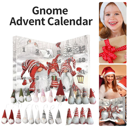 24-day Countdown Calendar Dwarf Dolls Ornaments for Centerpiece Desktop Mantel Christmas Tree 2025 Gnome Advent Calendar