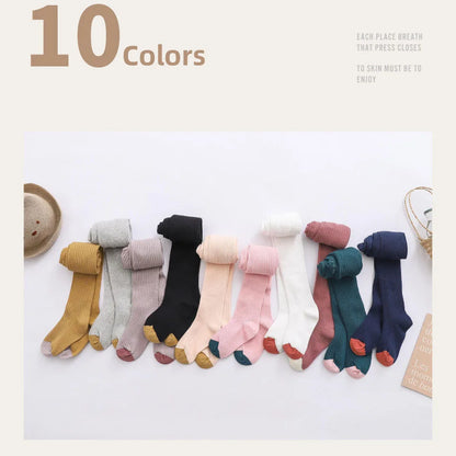 Baby Tights for Girl Spring Autumn Stockings Children Warm Pantyhose Kids Cotton Pants Candy Color Ribbed Girl Trousers 0-8 Year