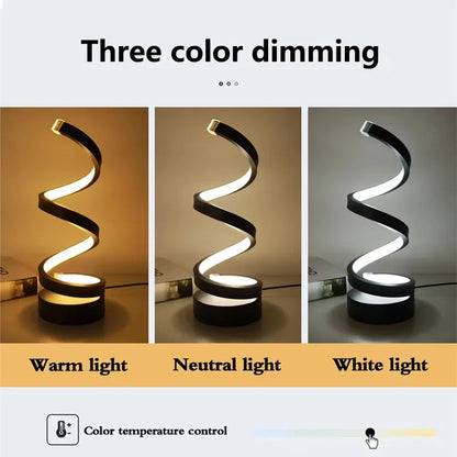 Tischlampen für Wohnzimmer, moderne, spiralförmige, dimmbare LED-Tischlampe, kleine Nachttischlampen, Nachttischlampe für Schlafzimmer, Büro, Zuhause