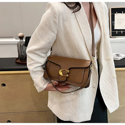 New Women's High-End Pure Color Simple Square Bag Multi-Layer Commuting Single Shoulder Bag Neutral Minimalist Style