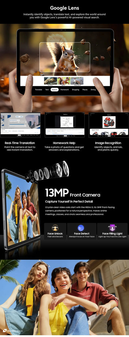 【World premiere】Blackview MEGA 12 Tablet 5G 12.2" 2.4K 120Hz Display Dimensity 7200 CPU IP69K Waterproof 50MP 10000mAh Pad PC