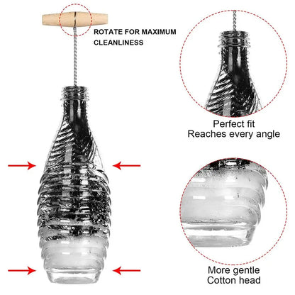 Soda Stream Bottle Brush With Beechwood Handle Glassware Jars Cleaner Kitchen Cleaning Tool Drink Wineglass Cup Cleaning Brush