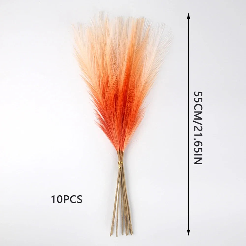 10pcs Artificial Pampas Grass Decor Flowers Fake Plant Reed forDIY Floral Table Arrange Flower Wedding Home Christmas Decoration