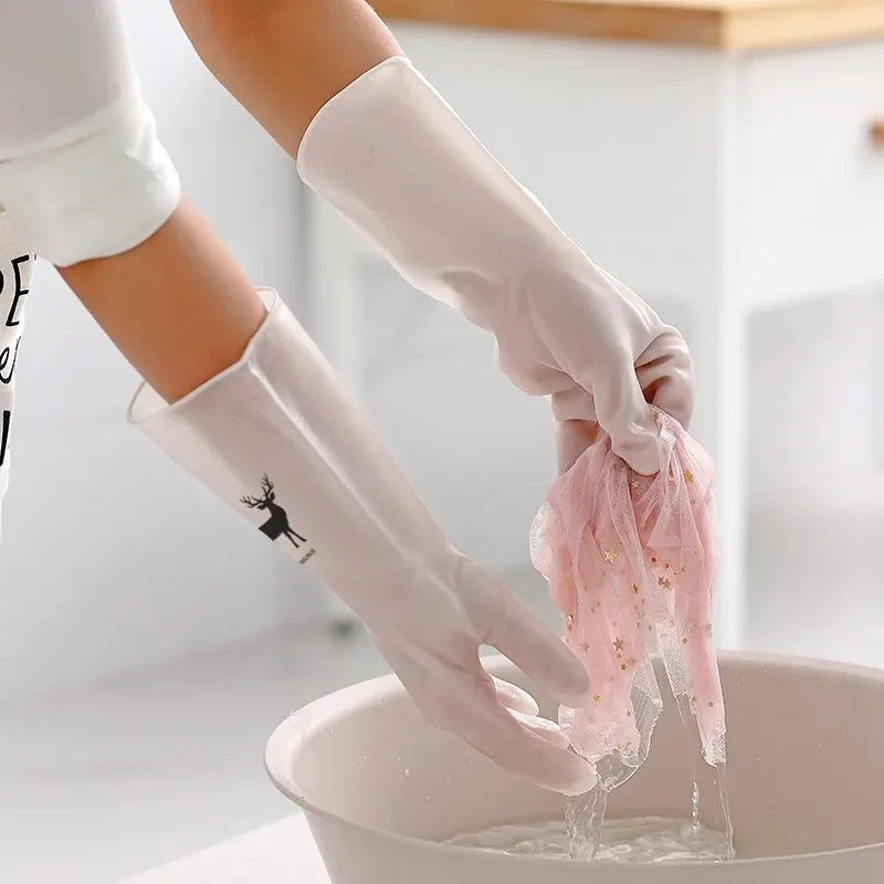 Waterproof Housework Cleaning Gloves Kitchen Cleaning Latex Laundry Dishwashing Gloves Wear Resistant Rubber Gloves