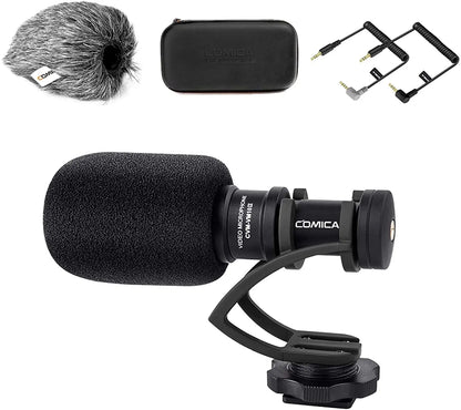 Camera Microphone,COMICA CVM-VM10II Professional Shotgun Microphone with Shock Mount For iPhone,DSLR Camera,Android Smartphones