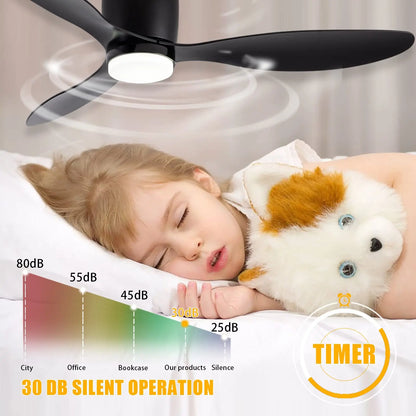 IRALAN Moderner LED-Deckenventilator ohne Licht, DC-Motor, 6 Geschwindigkeitsstufen, für niedrige Räume, Lofts, Fernbedienung; Lux&amp;vitae Ventilator mit Licht